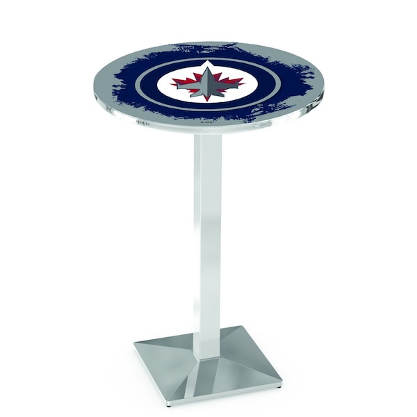 Holland Bar Stool Co 42" Chrome Winnipeg Jets Pub Table L217C4228WinJet - main